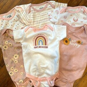 Chick Pea 6 Pack Bodysuit Bundle 3-6 Month Sunflower Rainbow Pink Infant Onesies